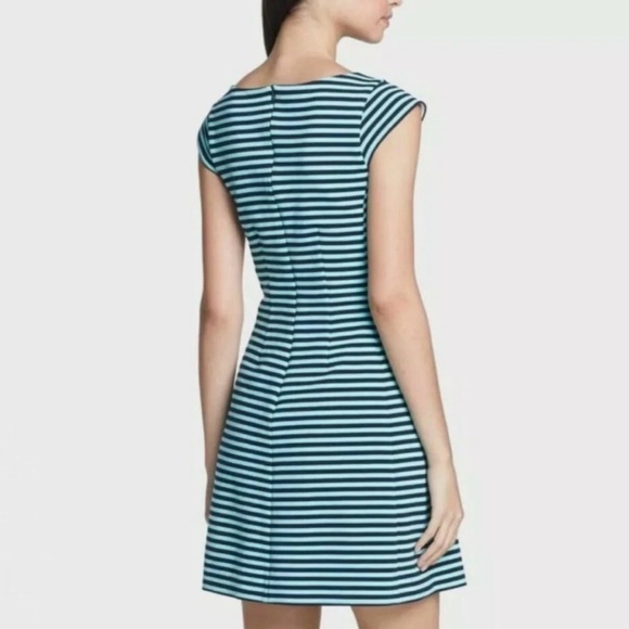 LILLY PULITZER Brielle Navy & Teal Stripe Dress M Fit & Flare Preppy - Picture 5 of 12